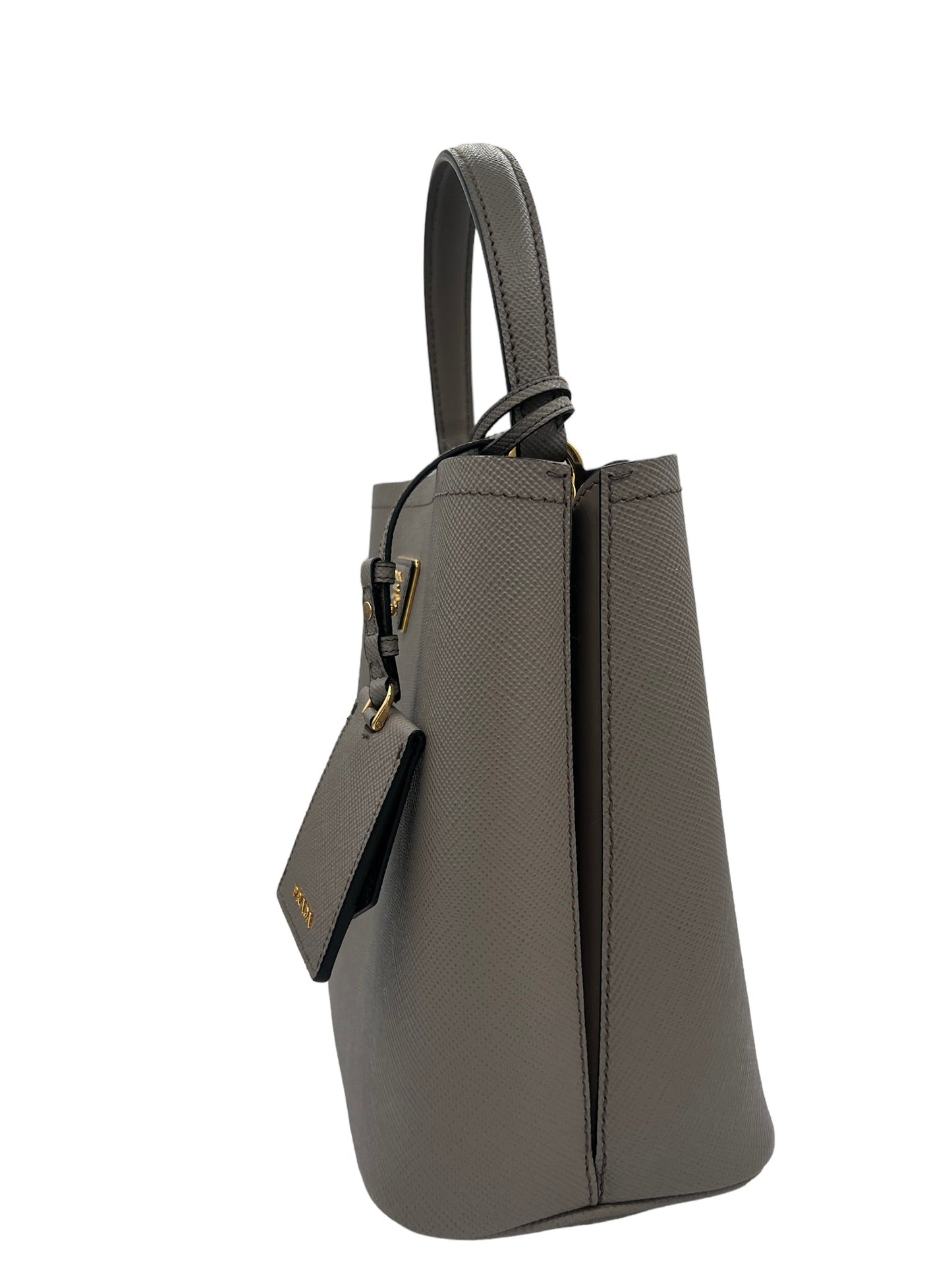 PRADA - Panier Gray Saffiano Leather Handbag