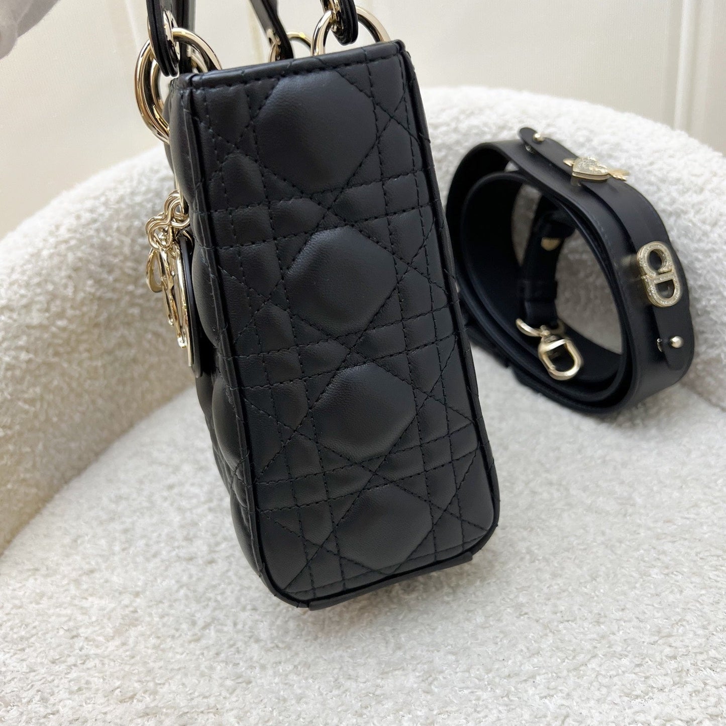 Dior Lady Dior My ABCDior Small Bag in Black Lambskin and LGHW