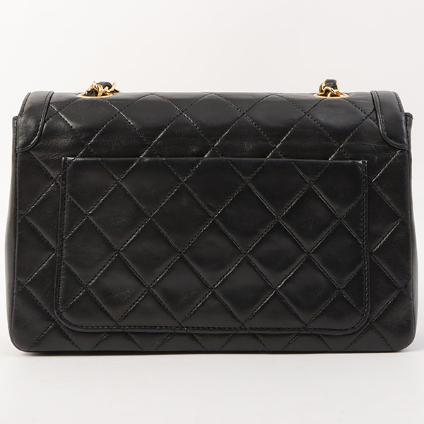 Chanel Around 1990 Made Design Flap Turn-Lock Chain Bag With Pouch Black