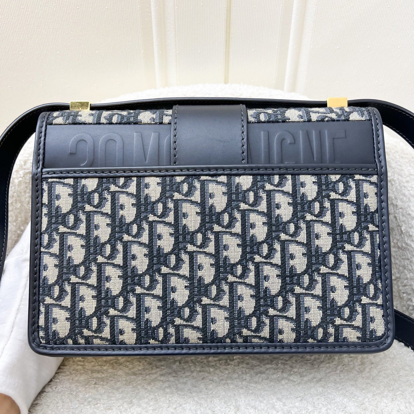 Dior 30 Montaigne Flap Bag in Dark Blue Oblique Canvas and GHW