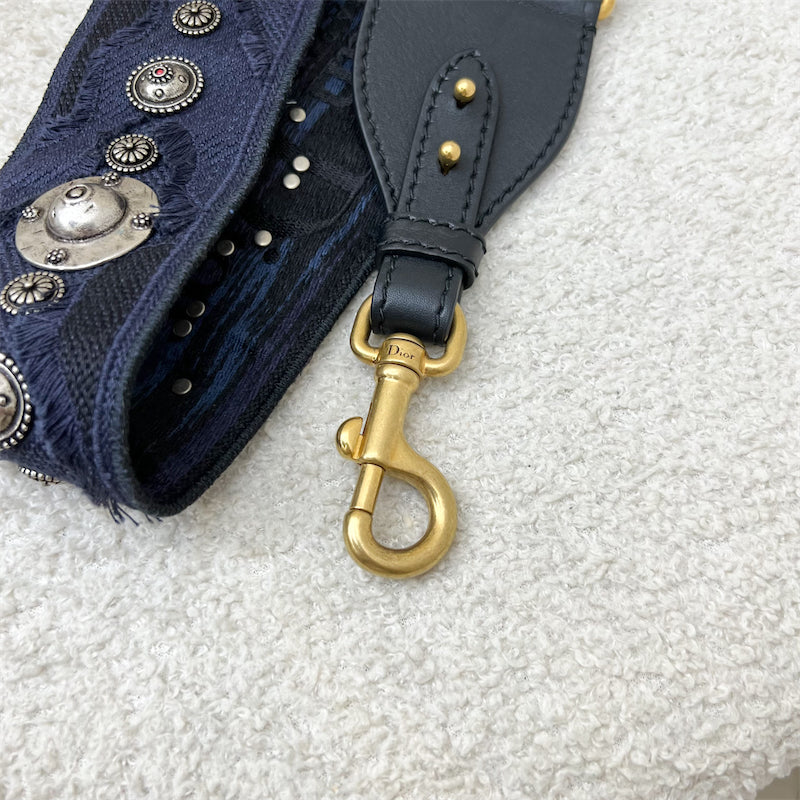Dior Embellished Studded Strap in Navy Canvas AGHW