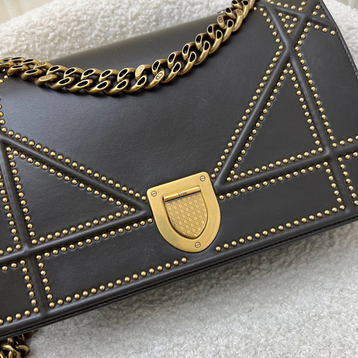 Dior Diorama Shoulder Bag in Dark Brown Leather and GHW