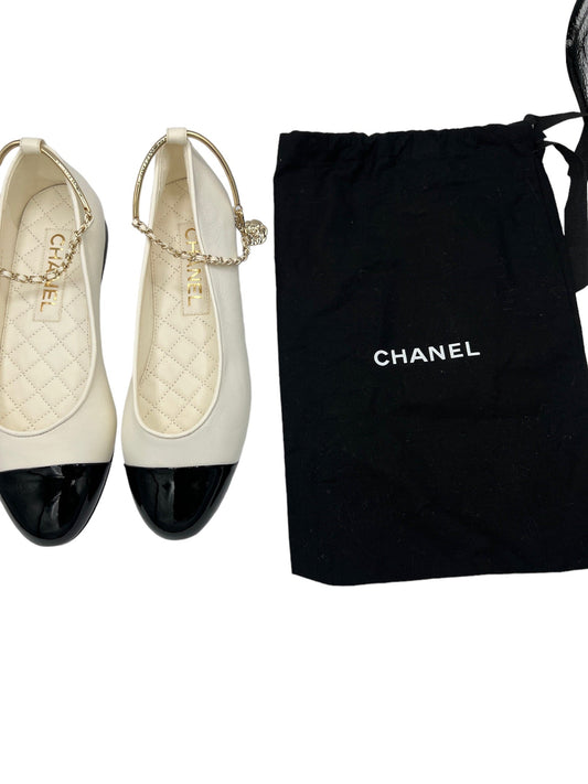 CHANEL - White Patent Ballerina Shoes