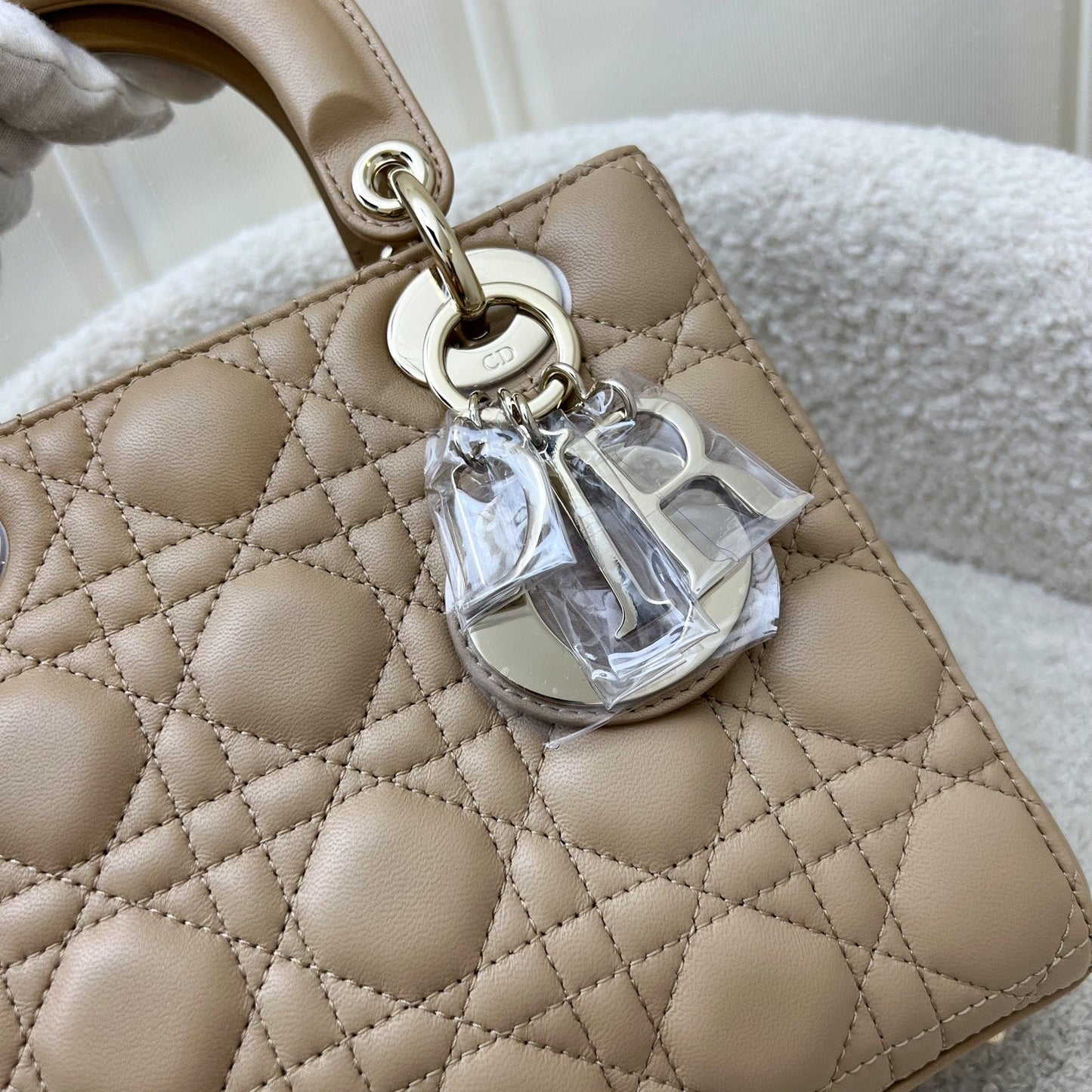Dior Lady Dior ABCDior Small Bag in Biscuit Lambskin and LGHW