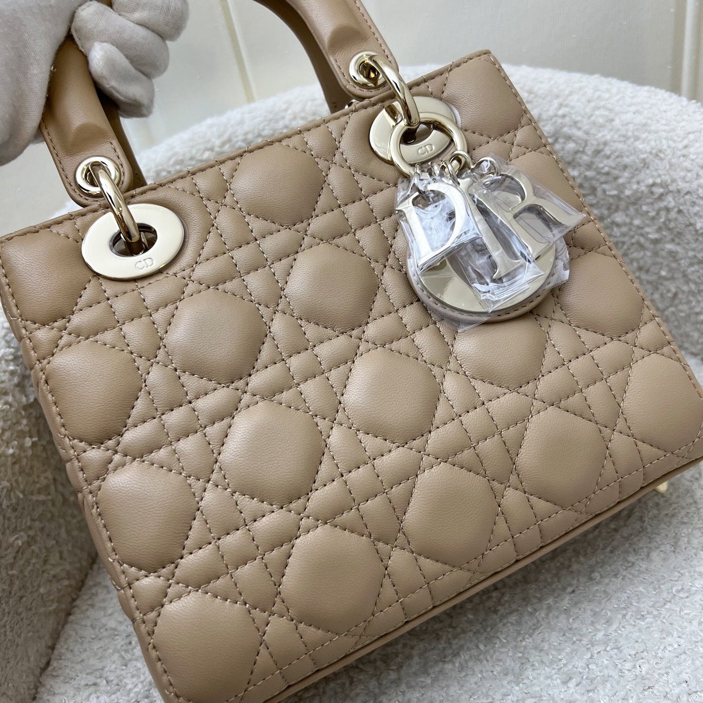 Dior Lady Dior ABCDior Small Bag in Biscuit Lambskin and LGHW