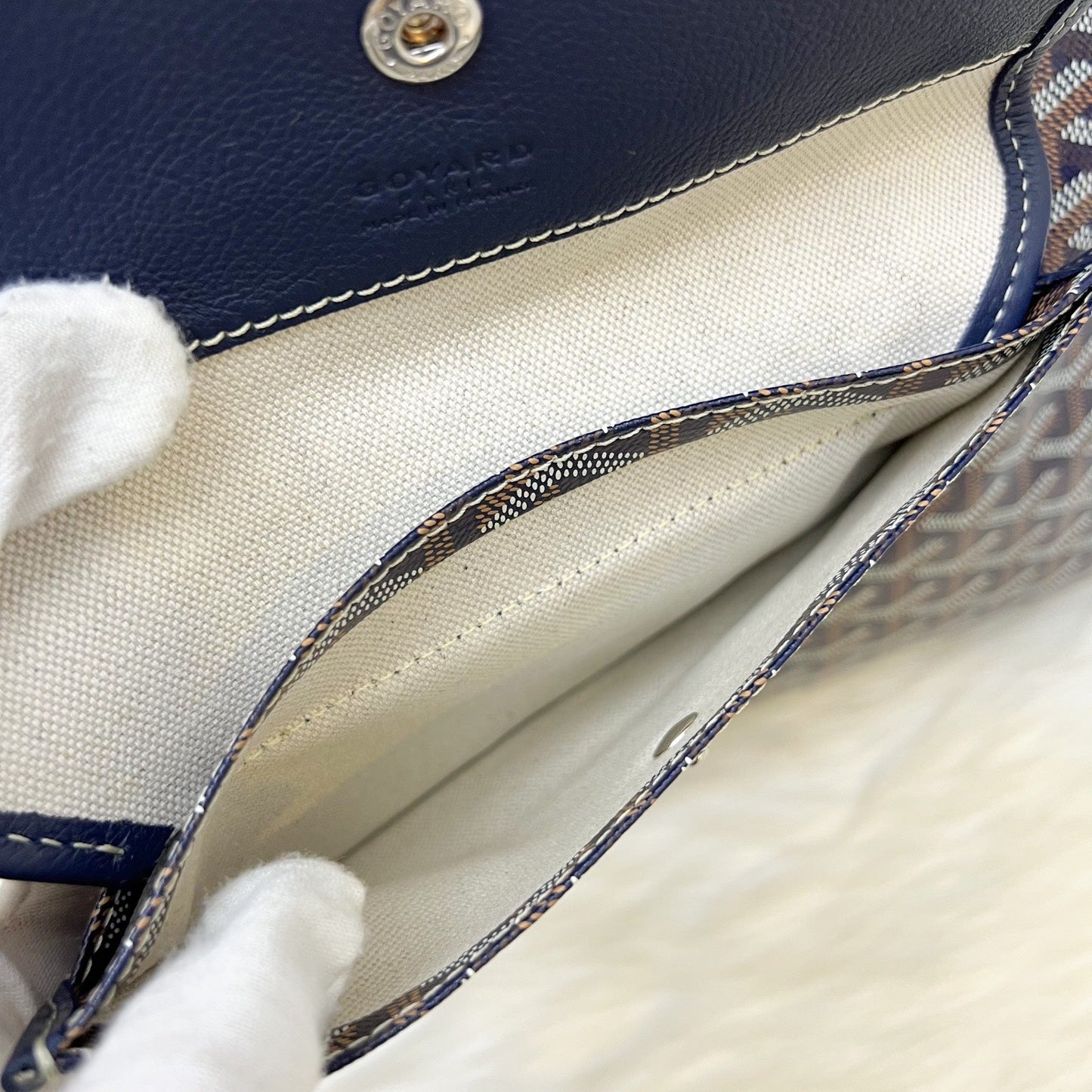 Goyard Boheme PM Hobo Bag in Bleu Marine Signature Goyardine Canvas with a Blue Heart Stamp on Pouch