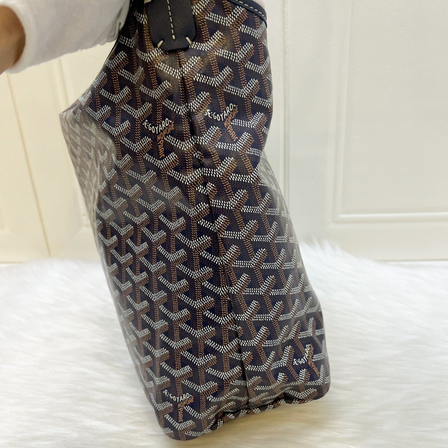 Goyard Boheme PM Hobo Bag in Bleu Marine Signature Goyardine Canvas with a Blue Heart Stamp on Pouch