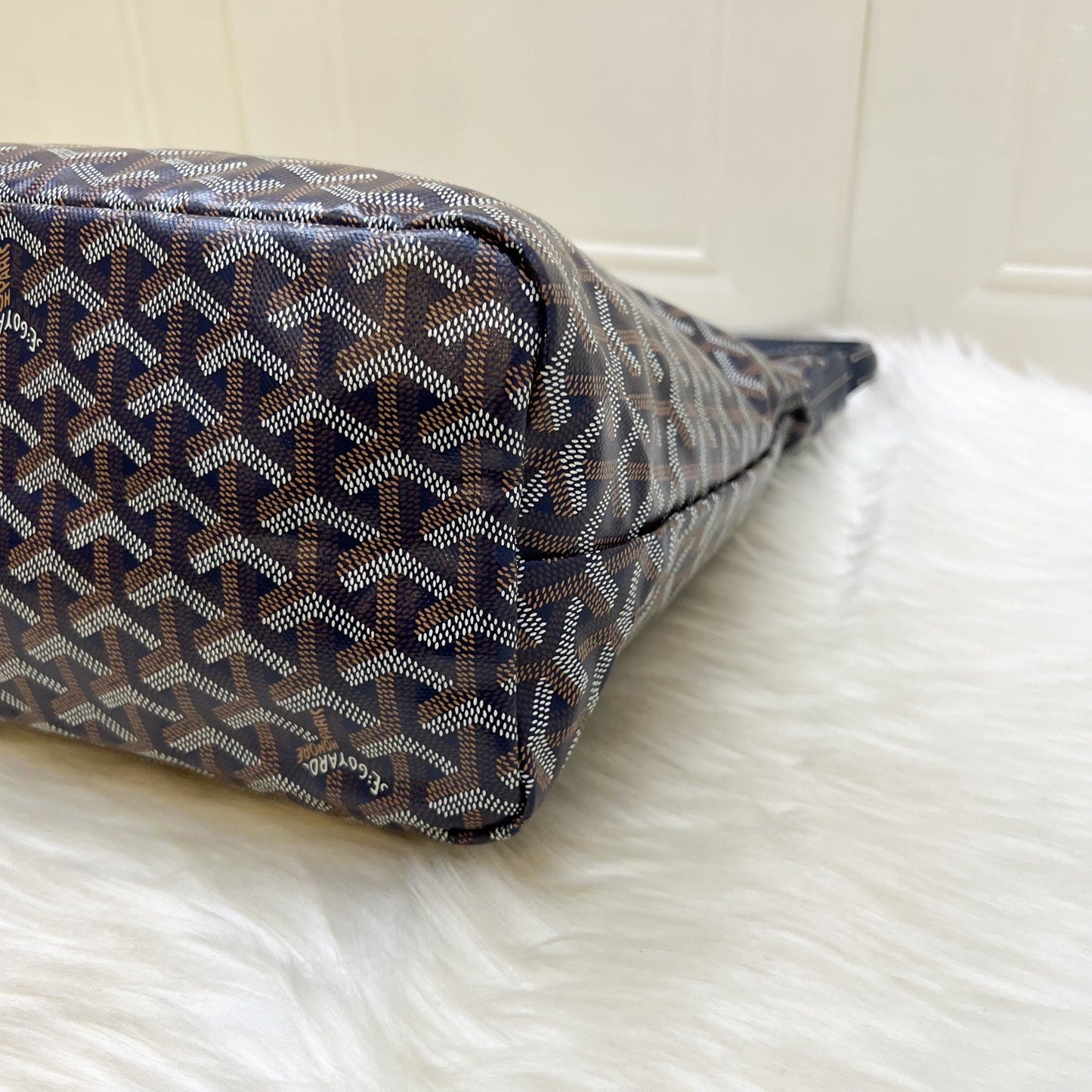 Goyard Boheme PM Hobo Bag in Bleu Marine Signature Goyardine Canvas with a Blue Heart Stamp on Pouch