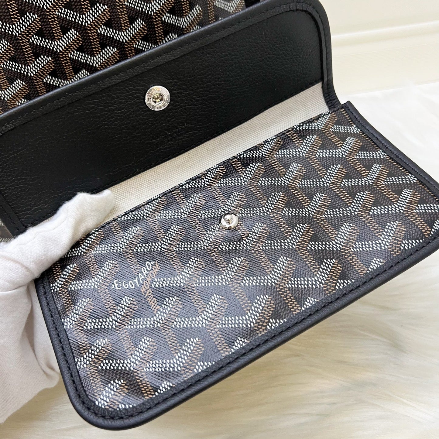 [Brand New] Goyard Saint Louis PM Tote in Black Signature Goyardine Canvas