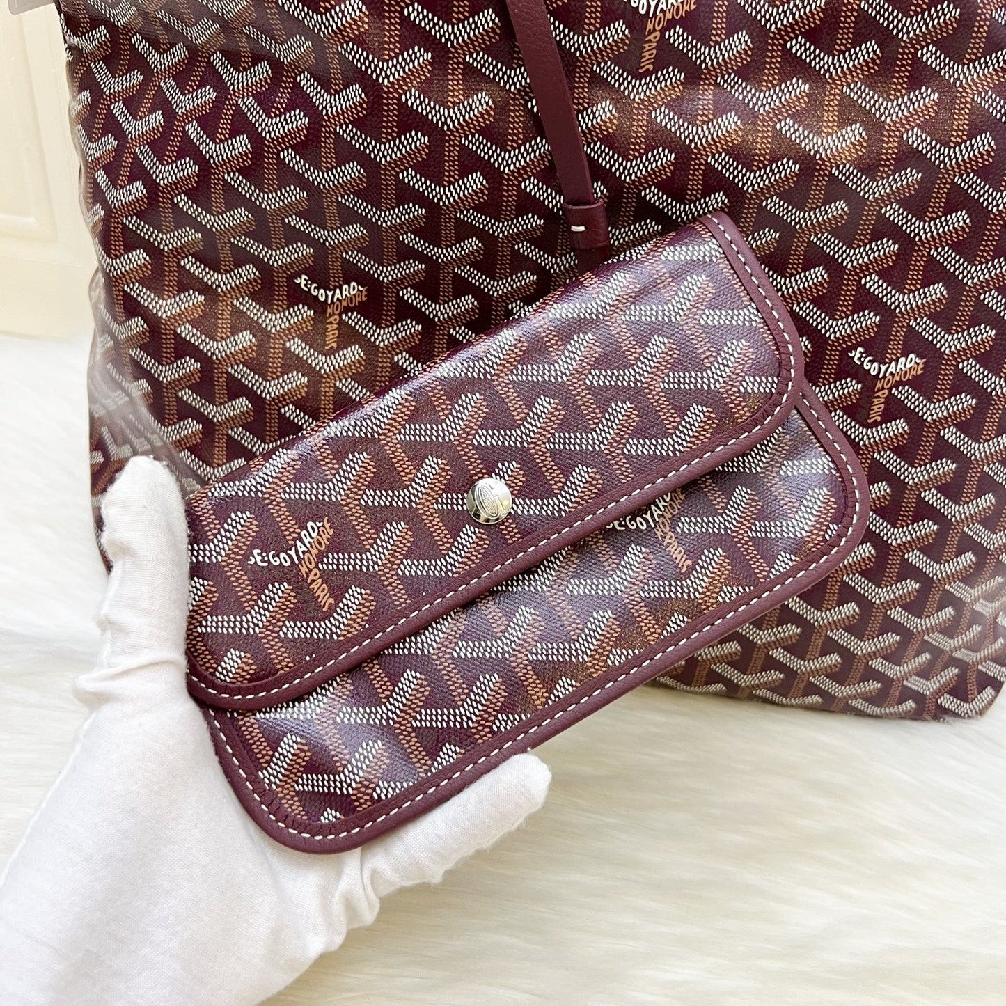 Goyard Boheme PM Hobo Bag in Bordeaux (Dark Red) Signature Goyardine Canvas