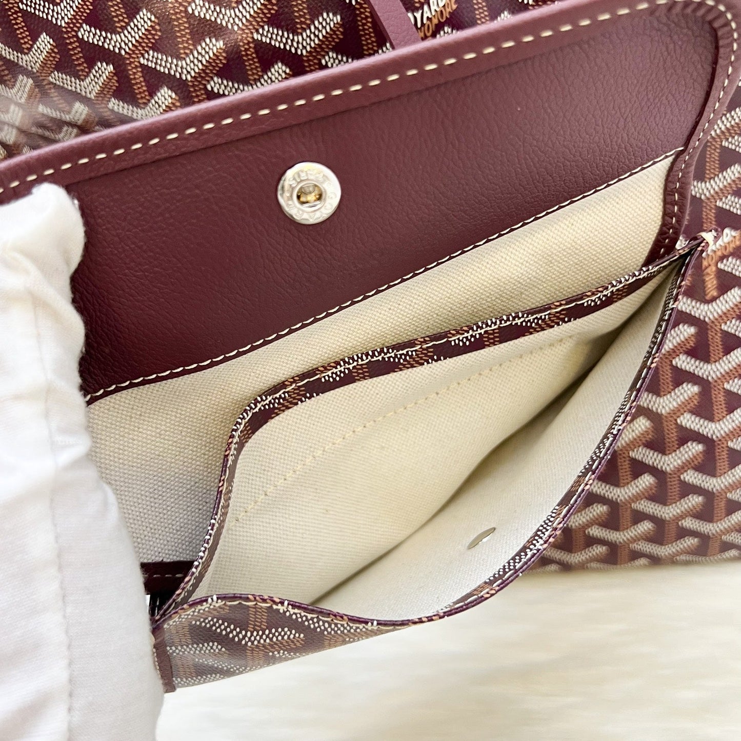 Goyard Boheme PM Hobo Bag in Bordeaux (Dark Red) Signature Goyardine Canvas