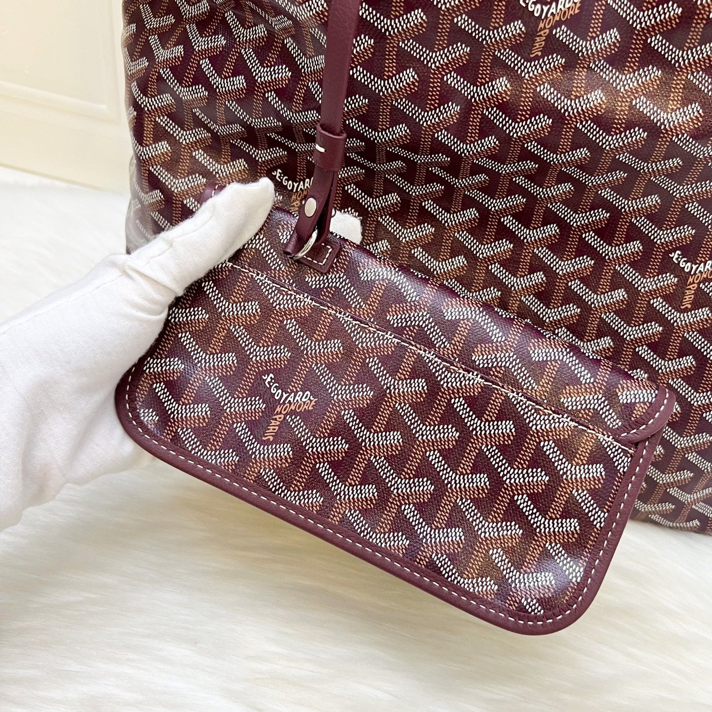 Goyard Boheme PM Hobo Bag in Bordeaux (Dark Red) Signature Goyardine Canvas