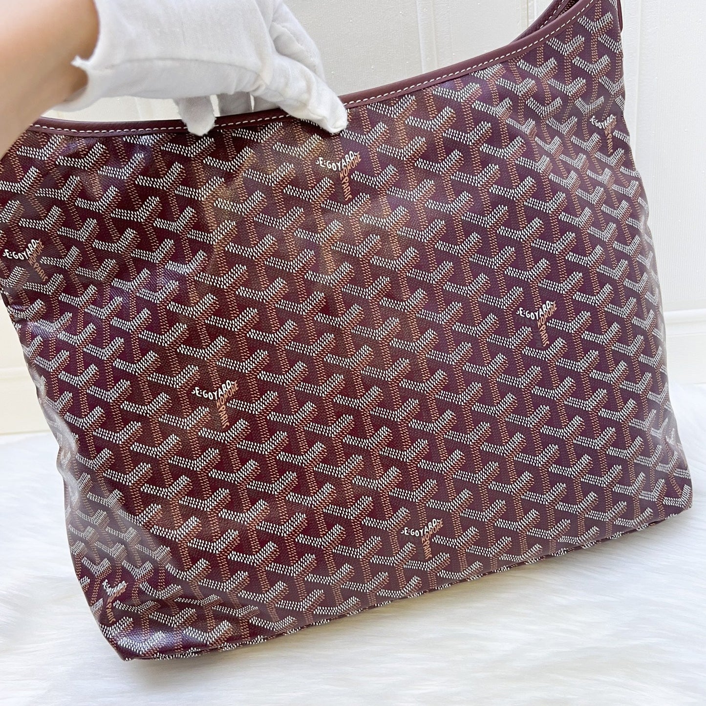 Goyard Boheme PM Hobo Bag in Bordeaux (Dark Red) Signature Goyardine Canvas