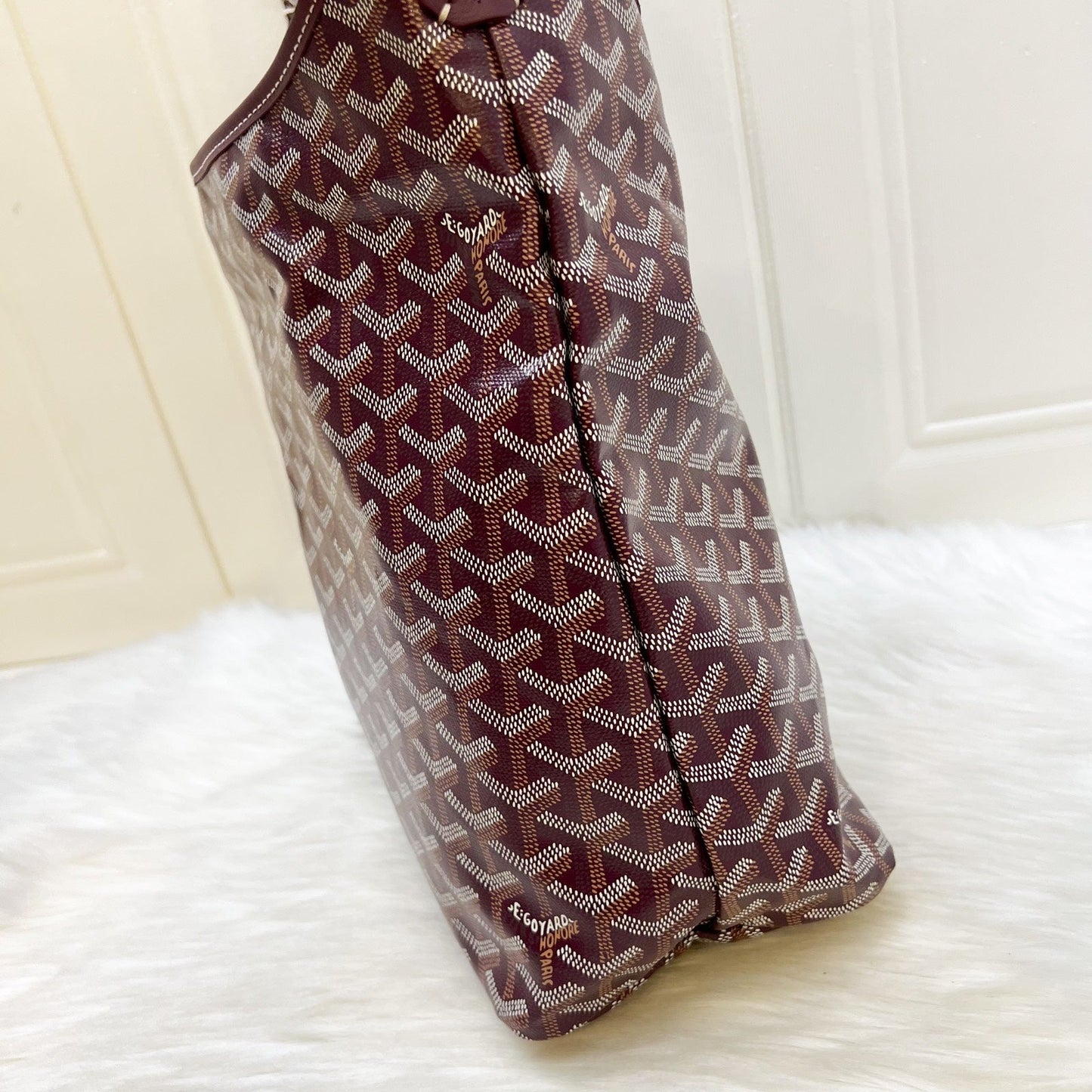 Goyard Boheme PM Hobo Bag in Bordeaux (Dark Red) Signature Goyardine Canvas