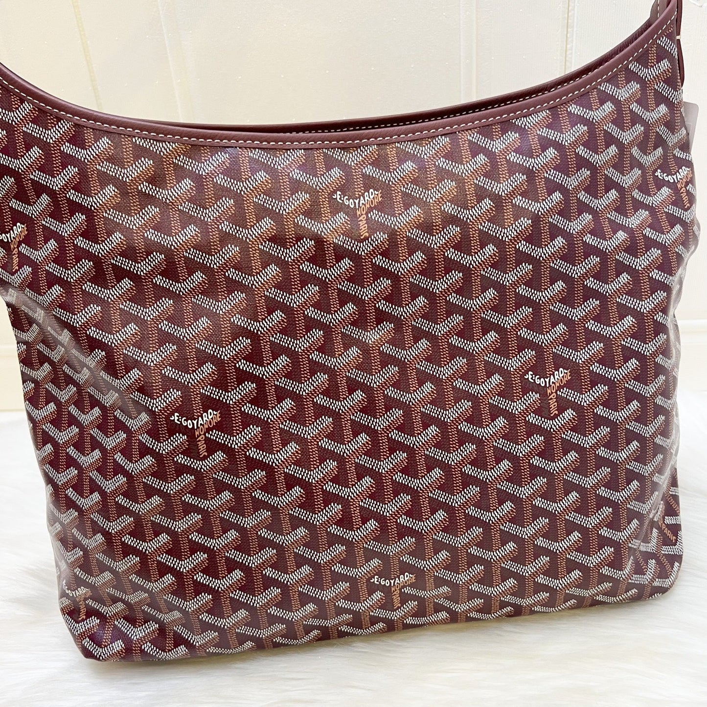 Goyard Boheme PM Hobo Bag in Bordeaux (Dark Red) Signature Goyardine Canvas