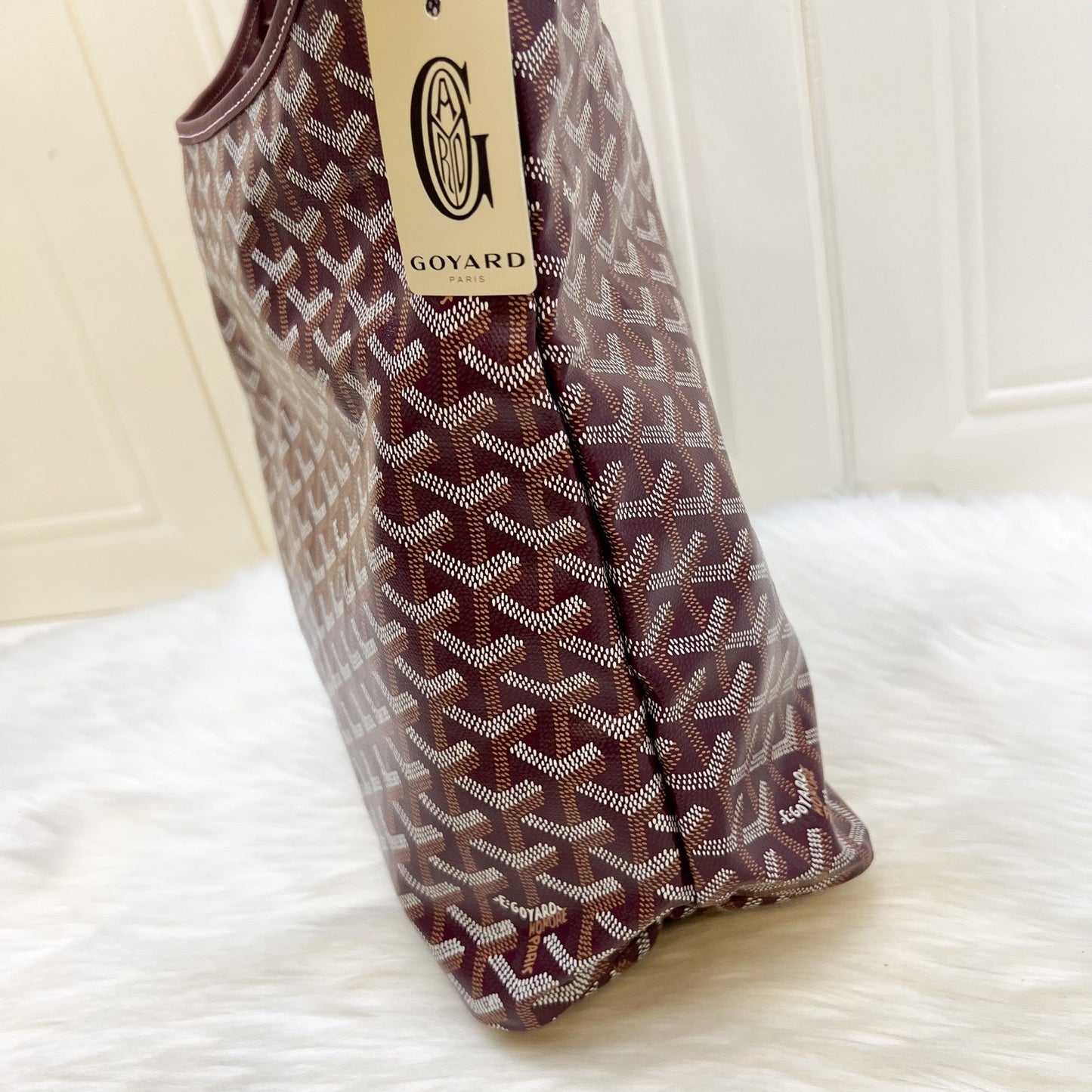 Goyard Boheme PM Hobo Bag in Bordeaux (Dark Red) Signature Goyardine Canvas