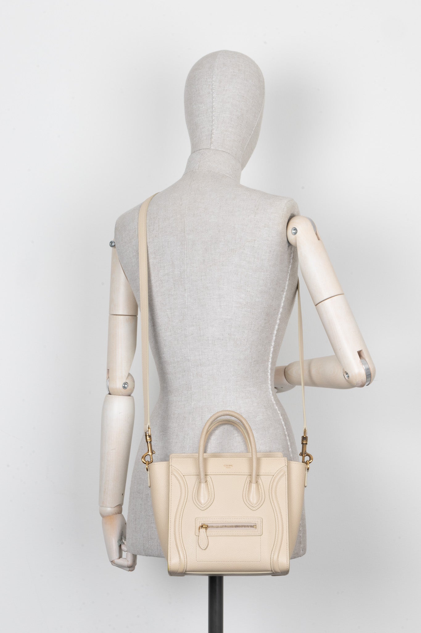 CELINE Nano Luggage Crossbody Bag Ivory