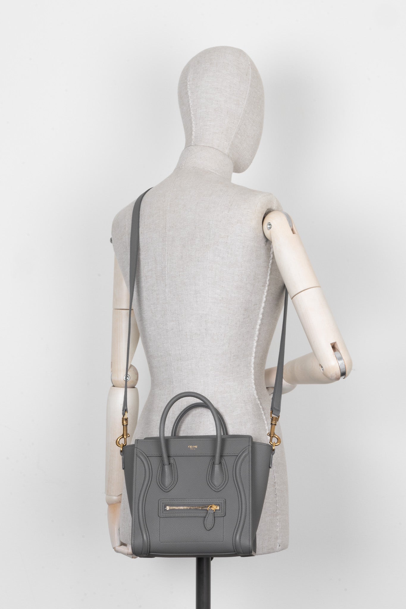 CELINE Nano Luggage Crossbody Bag Grey