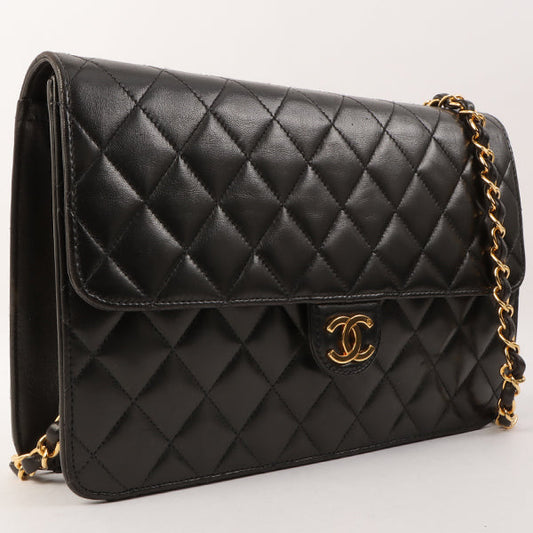 Chanel Around 1998 Made Cc Mark Plate Chain Bag Black