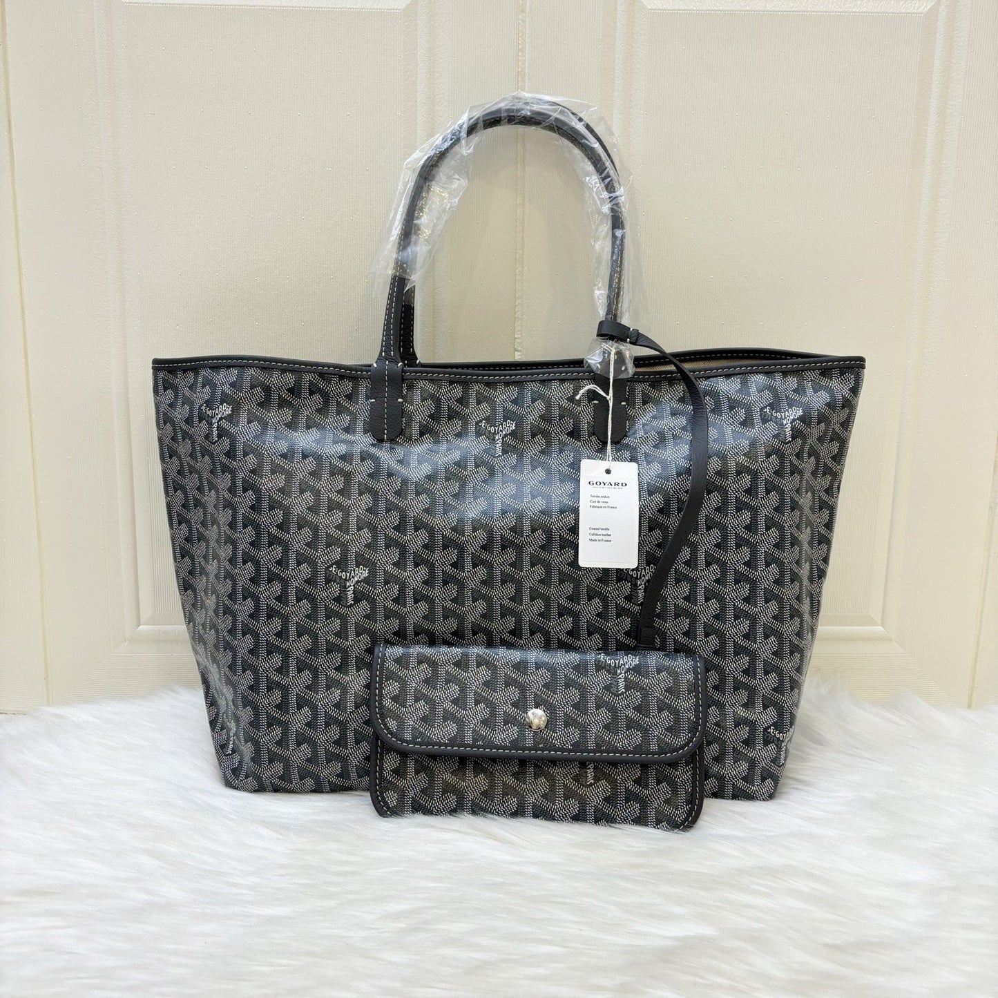 Goyard Saint Louis PM Tote in Gris Grey Goyardine Canvas
