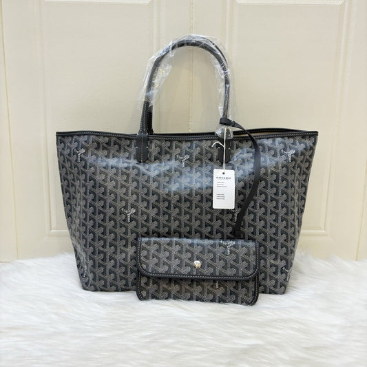 Goyard Saint Louis PM Tote in Gris Grey Goyardine Canvas