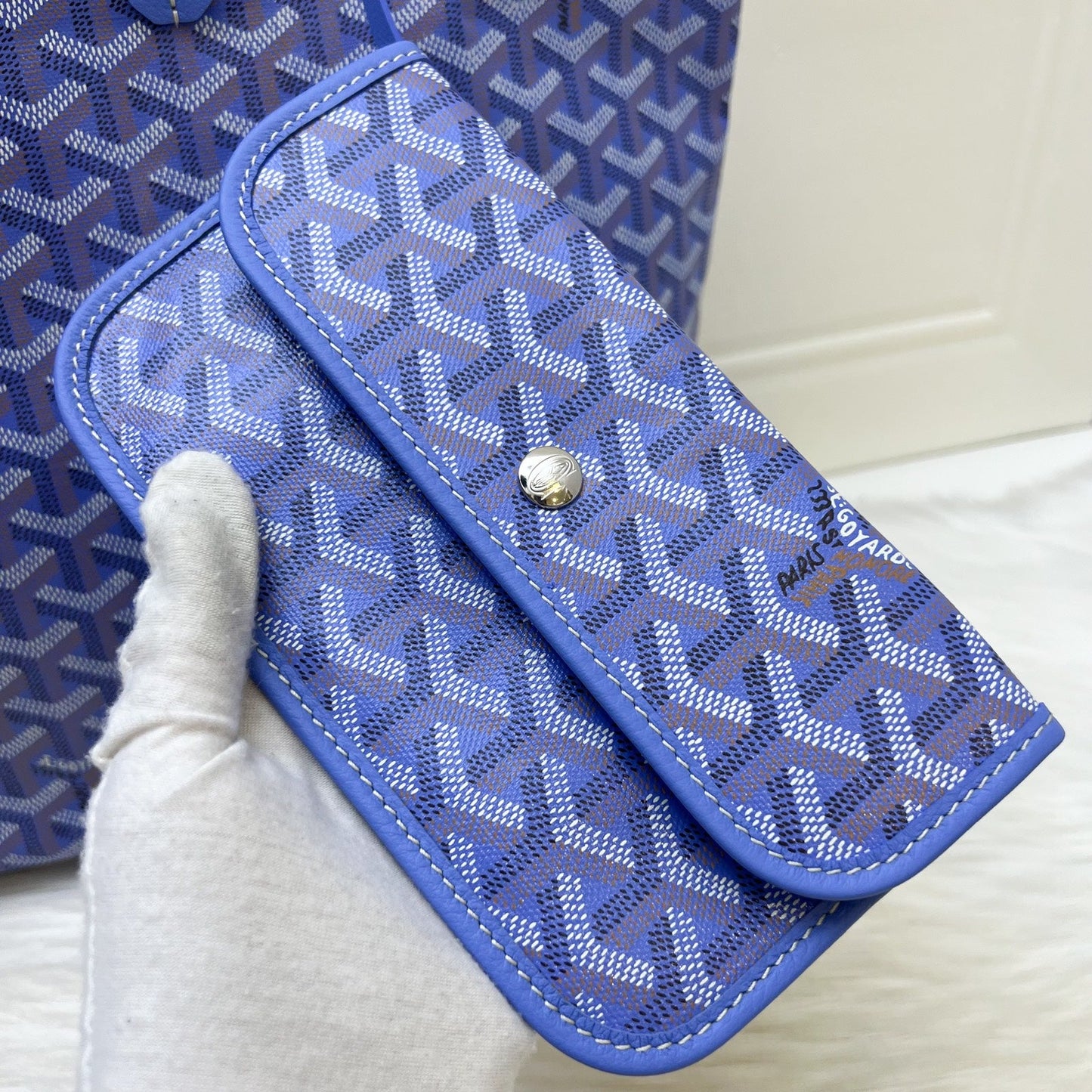 Goyard 2025 Limited Edition Saint Louis PM Tote in Reversible Iris Goyardine Canvas and Floral Cotton / Linen Interior