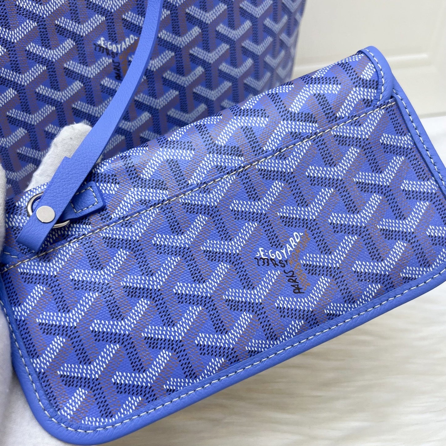 Goyard 2025 Limited Edition Saint Louis PM Tote in Reversible Iris Goyardine Canvas and Floral Cotton / Linen Interior