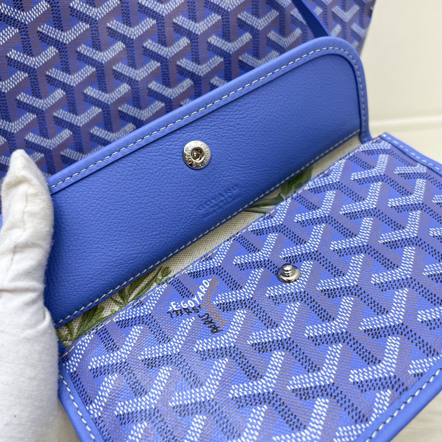 Goyard 2025 Limited Edition Saint Louis PM Tote in Reversible Iris Goyardine Canvas and Floral Cotton / Linen Interior