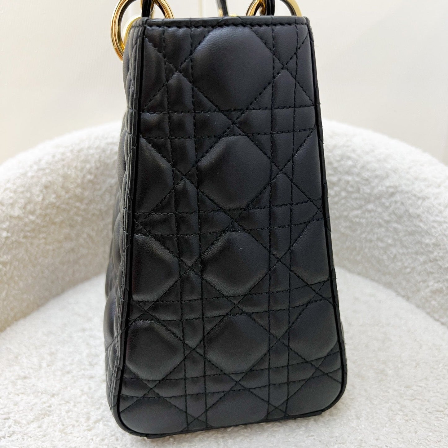 Dior Medium Lady Dior in Black Lambskin and LGHW
