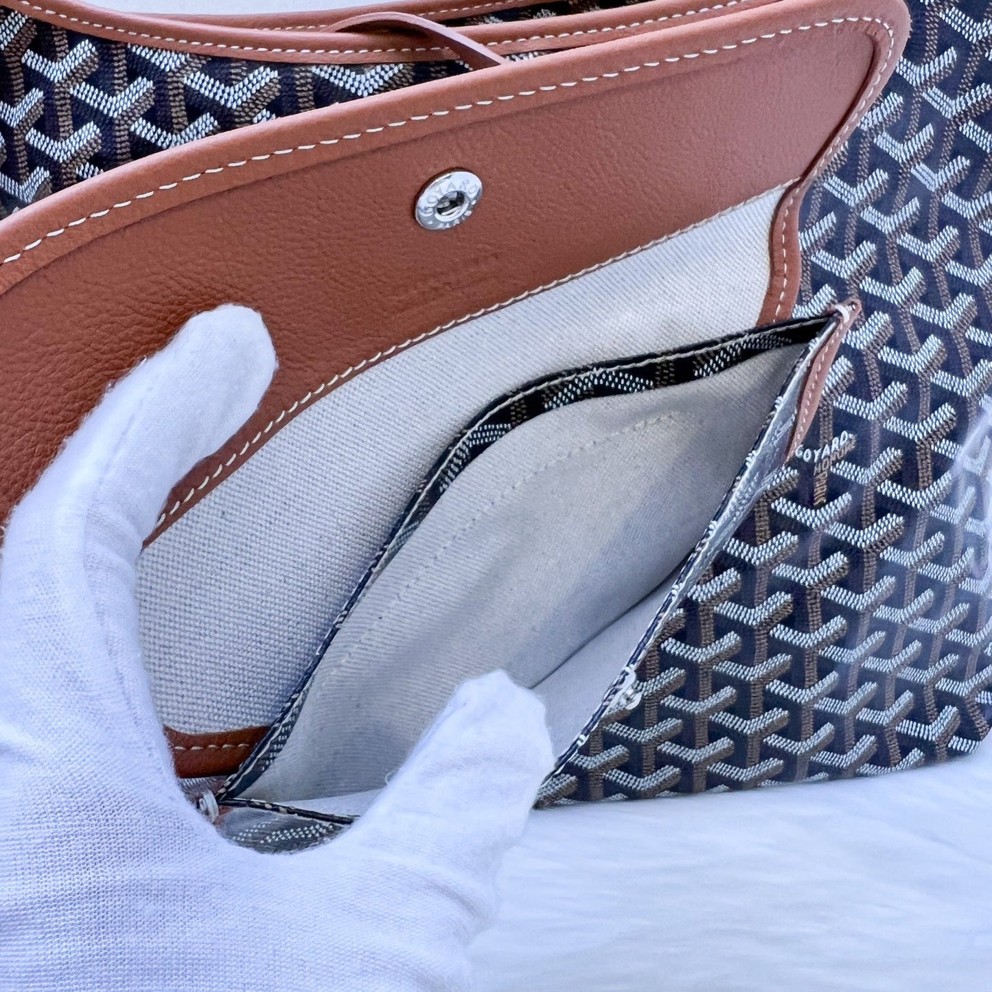 Goyard Boheme PM Hobo Bag in in Black Signature Goyardine Canvas and Brown Trim