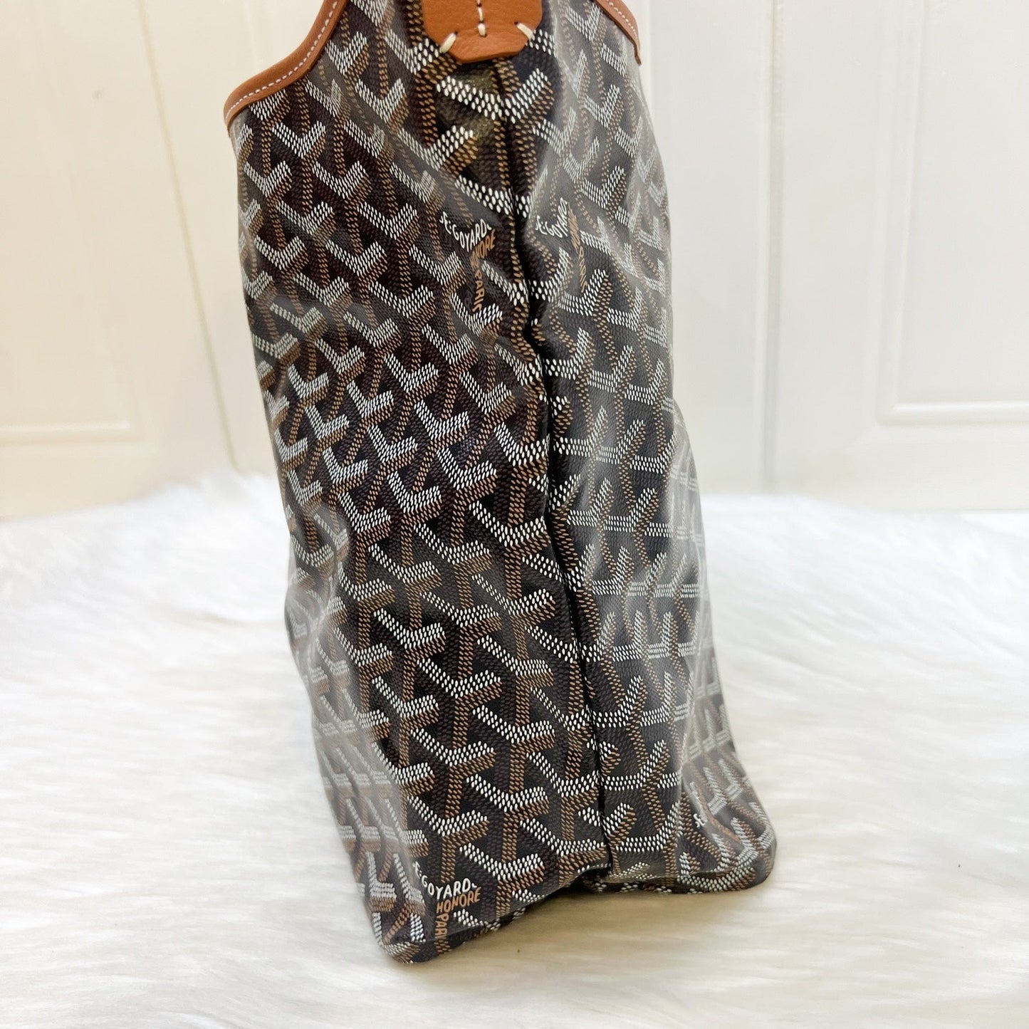 Goyard Boheme PM Hobo Bag in in Black Signature Goyardine Canvas and Brown Trim