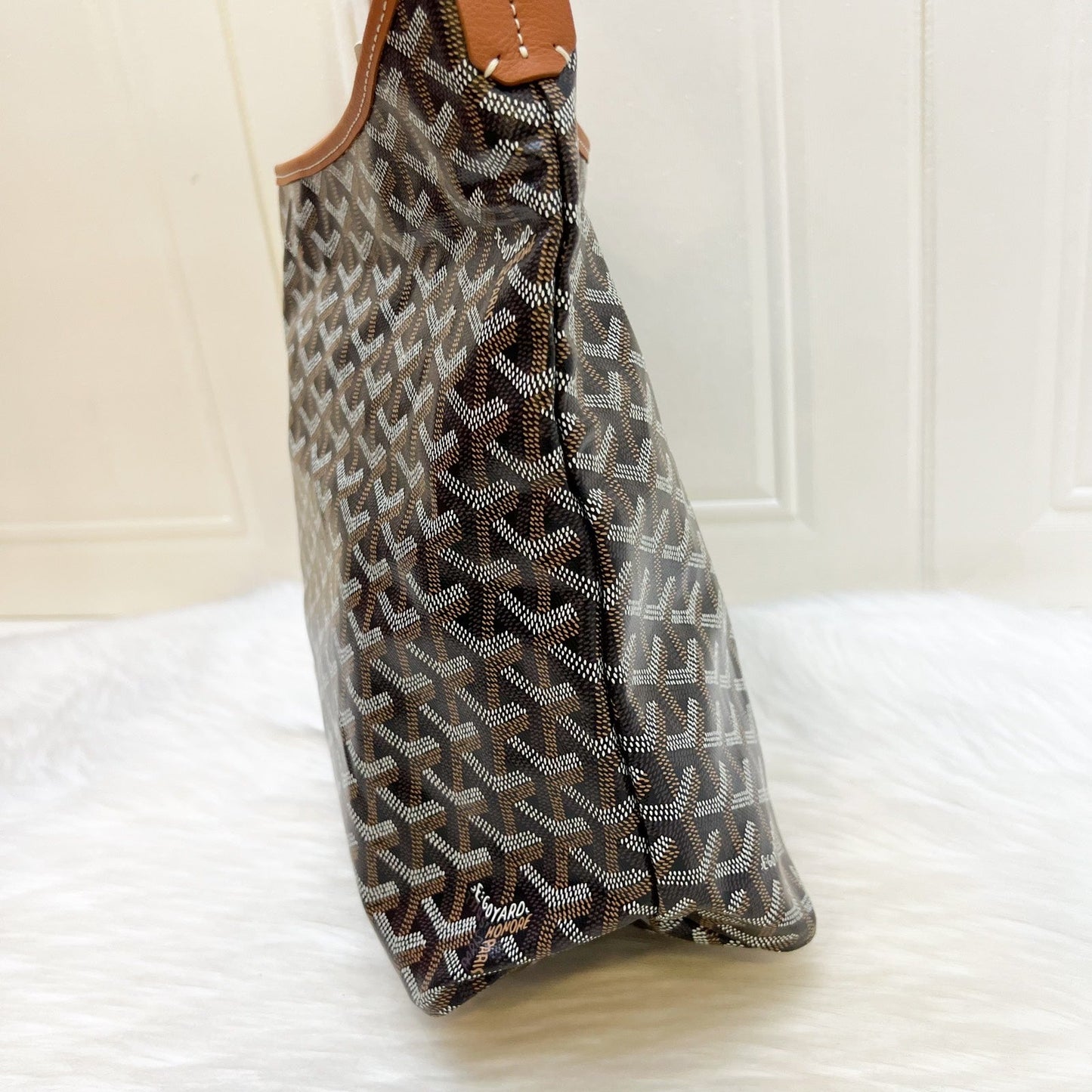 Goyard Boheme PM Hobo Bag in in Black Signature Goyardine Canvas and Brown Trim