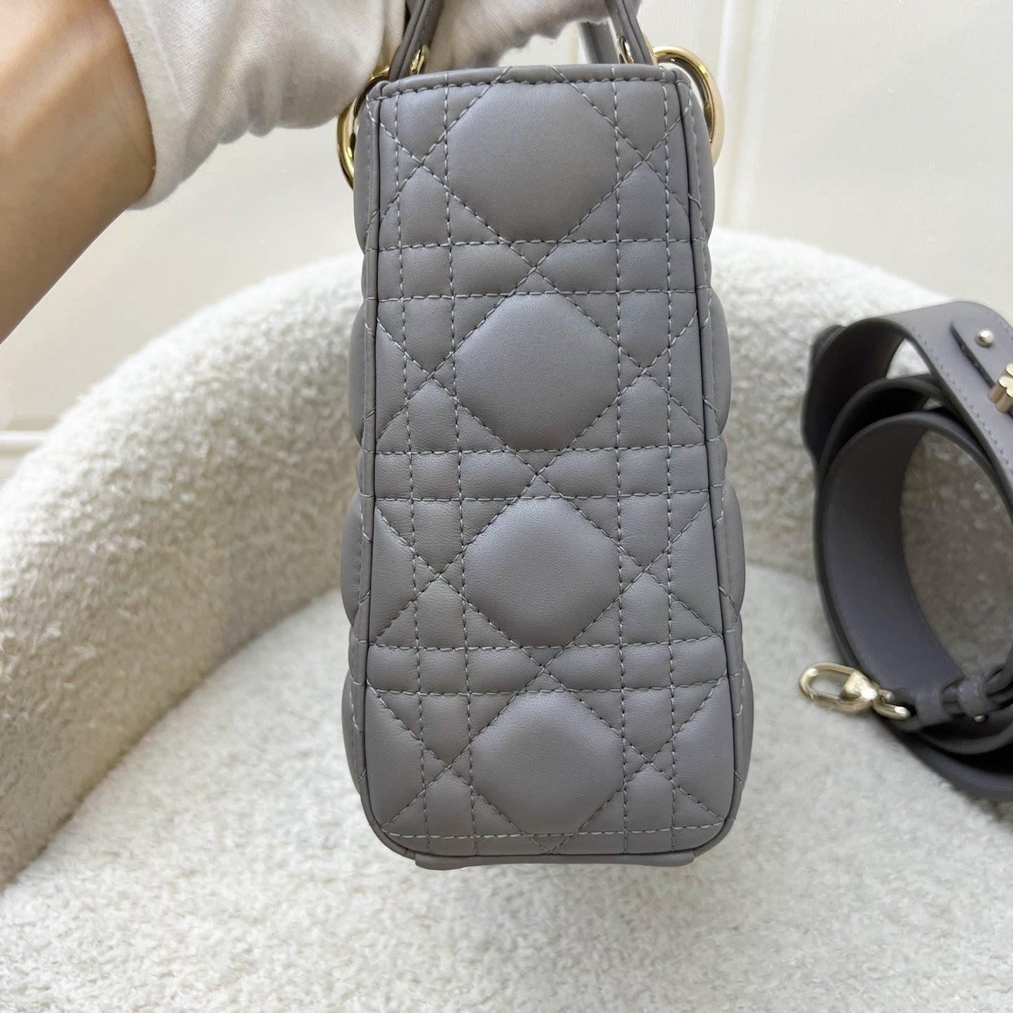 Dior Lady Dior My ABCDior Small Bag in Iron Grey Lambskin and LGHW