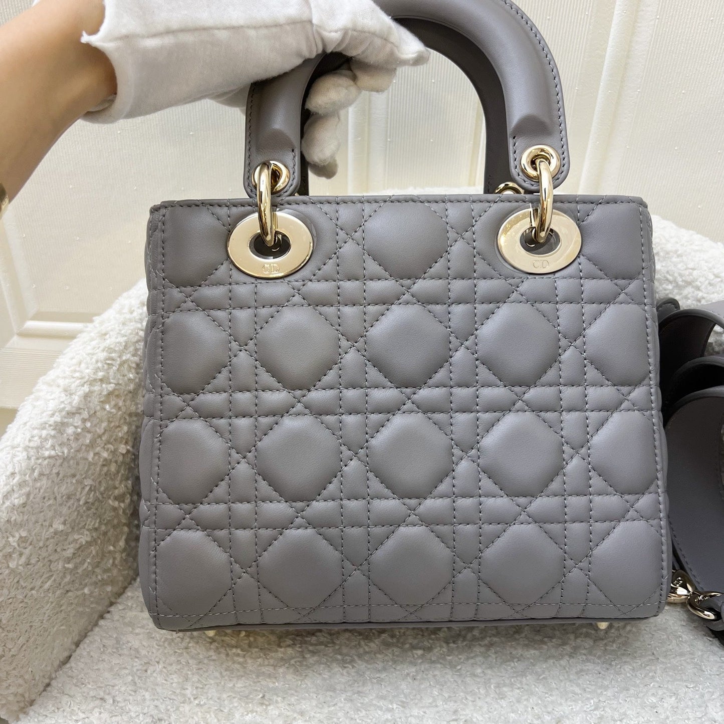 Dior Lady Dior My ABCDior Small Bag in Iron Grey Lambskin and LGHW