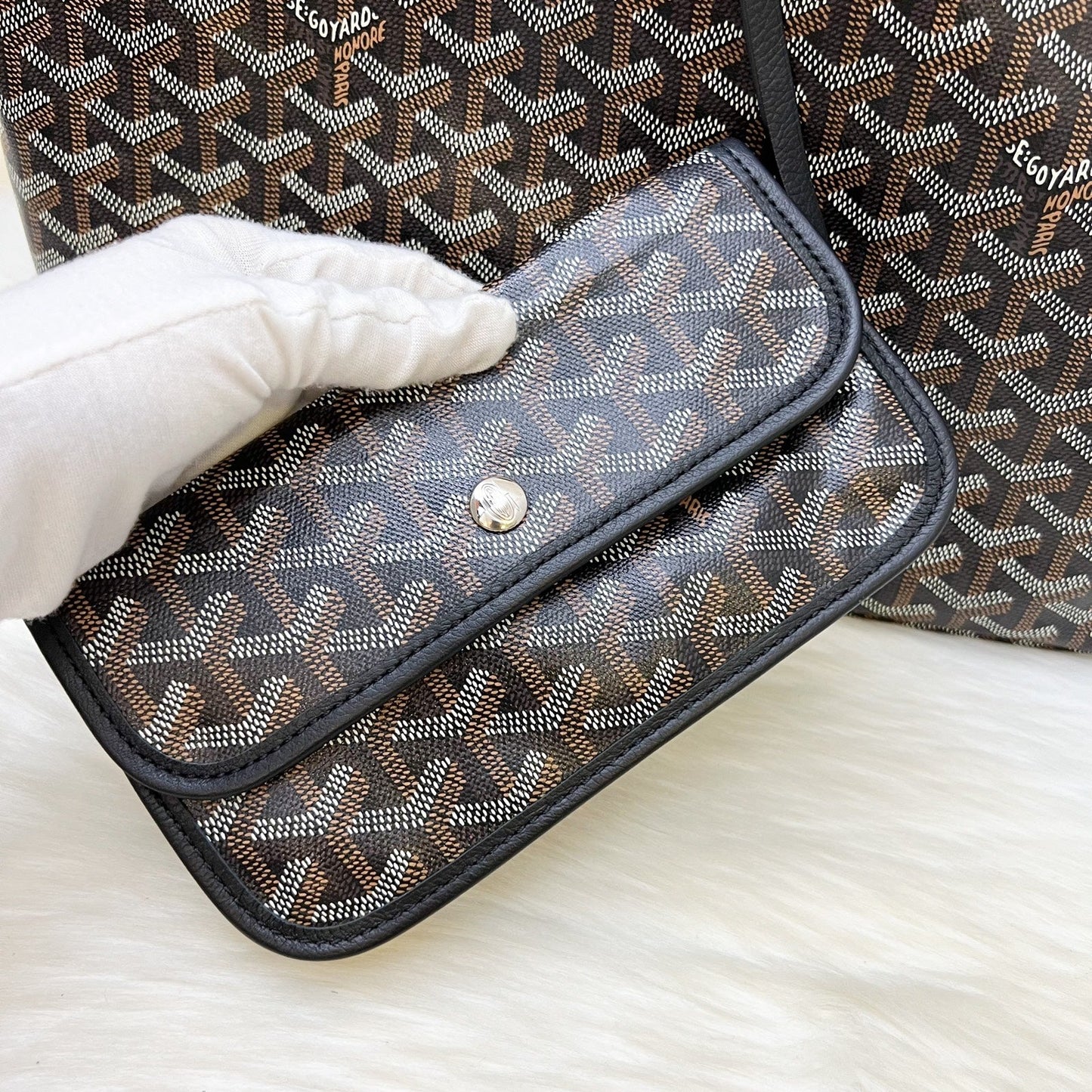 Goyard Saint Louis PM Tote in Black Signature Goyardine Canvas