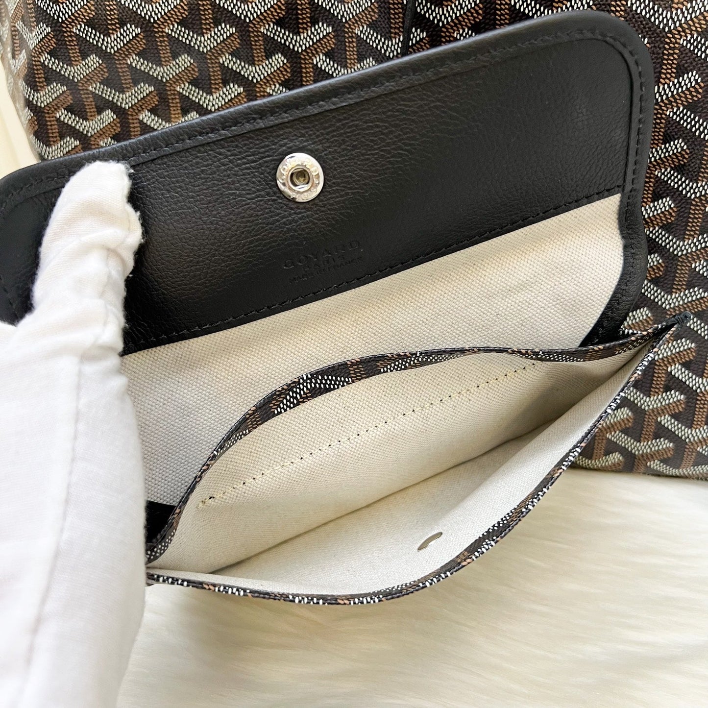 Goyard Saint Louis PM Tote in Black Signature Goyardine Canvas