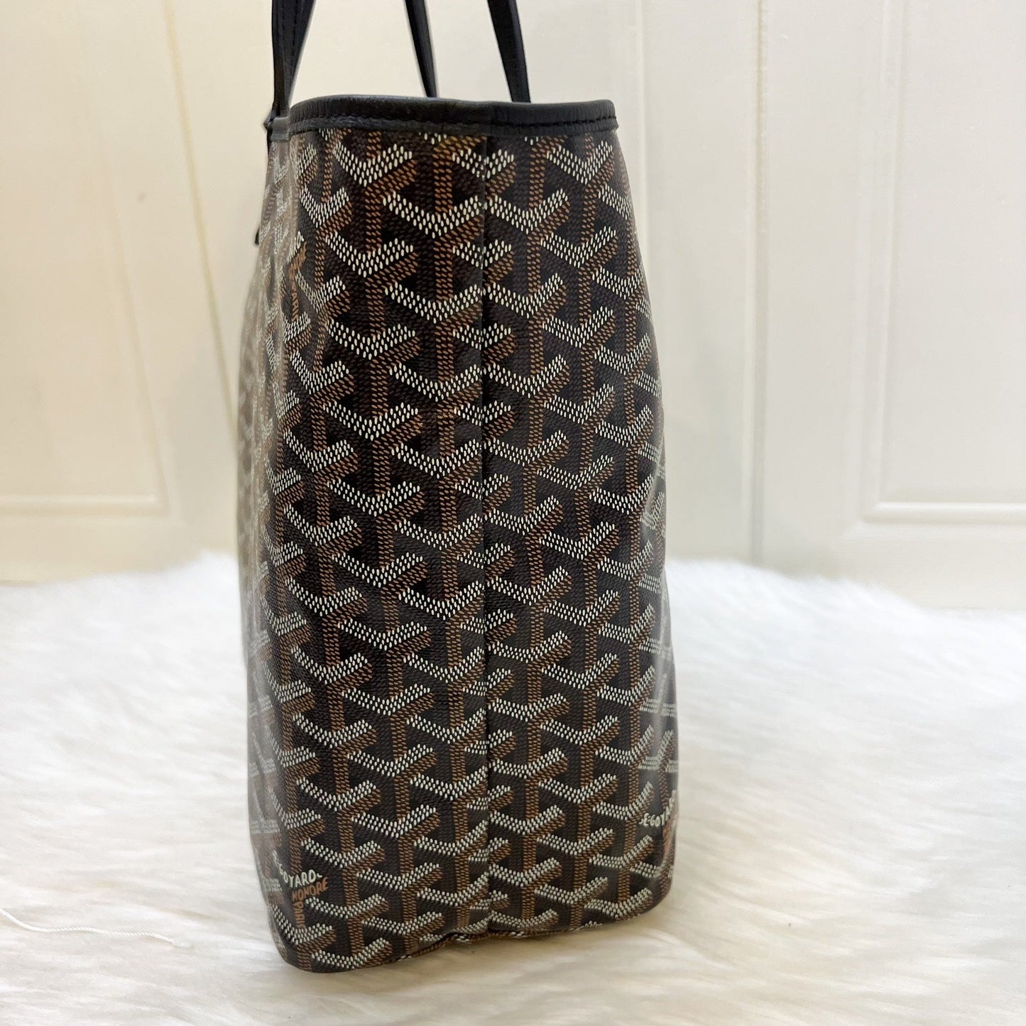 Goyard Saint Louis PM Tote in Black Signature Goyardine Canvas