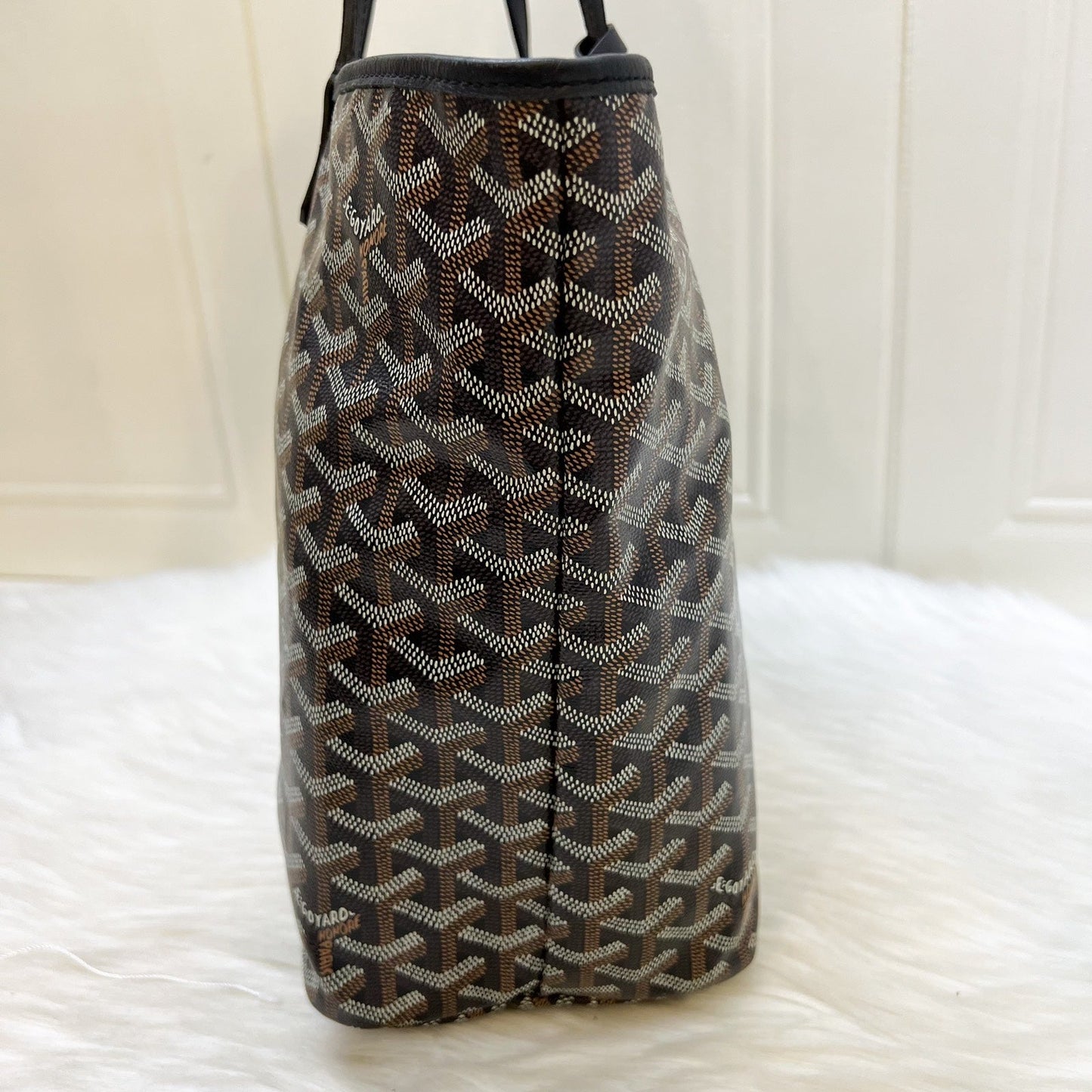 Goyard Saint Louis PM Tote in Black Signature Goyardine Canvas