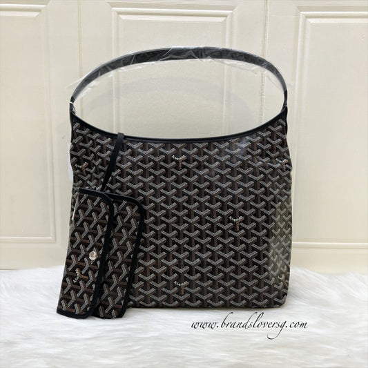 Goyard Boheme PM Hobo Bag in Black Signature Goyardine Canvas