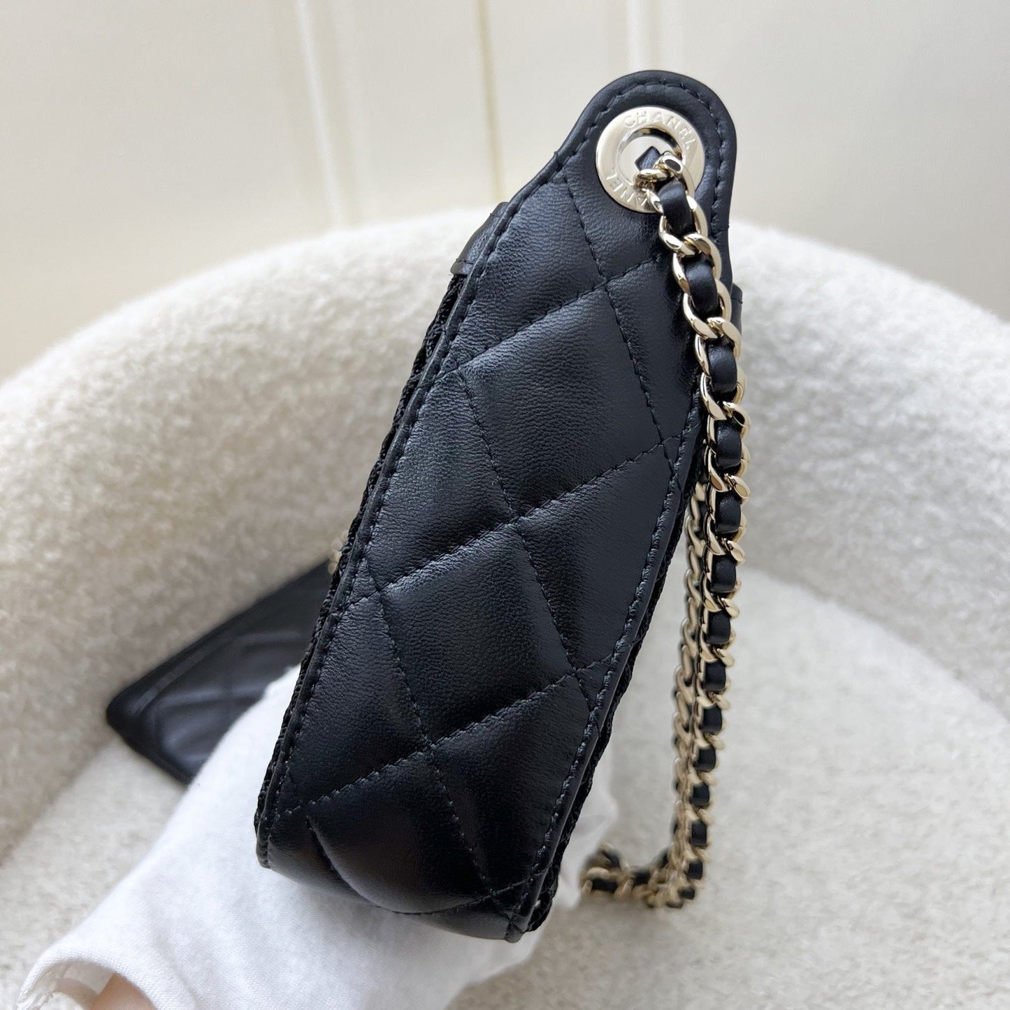Chanel 25S Clutch on Chain in Black Mesh and LGHW
