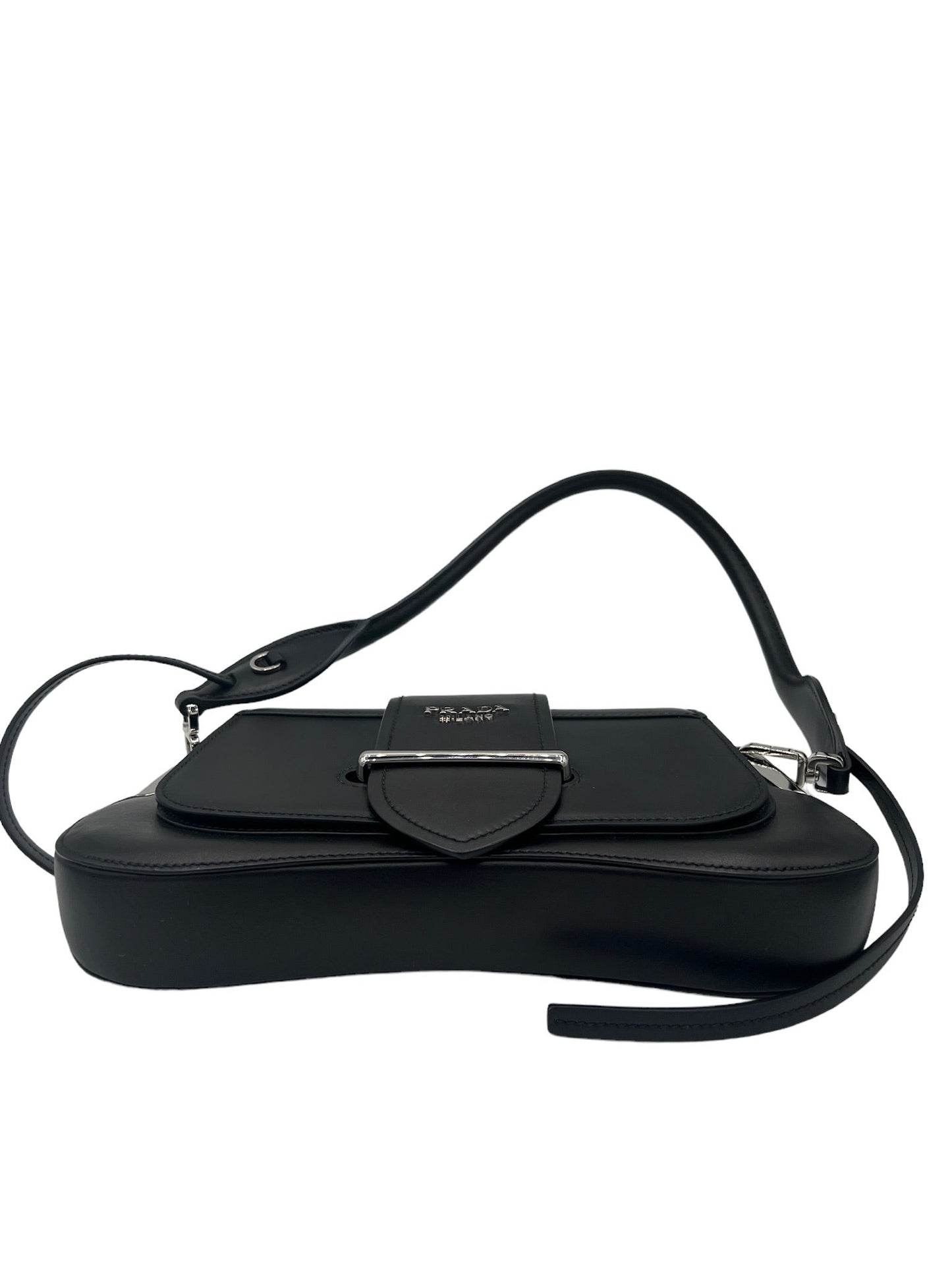 PRADA - Black Leather Logo Handbag