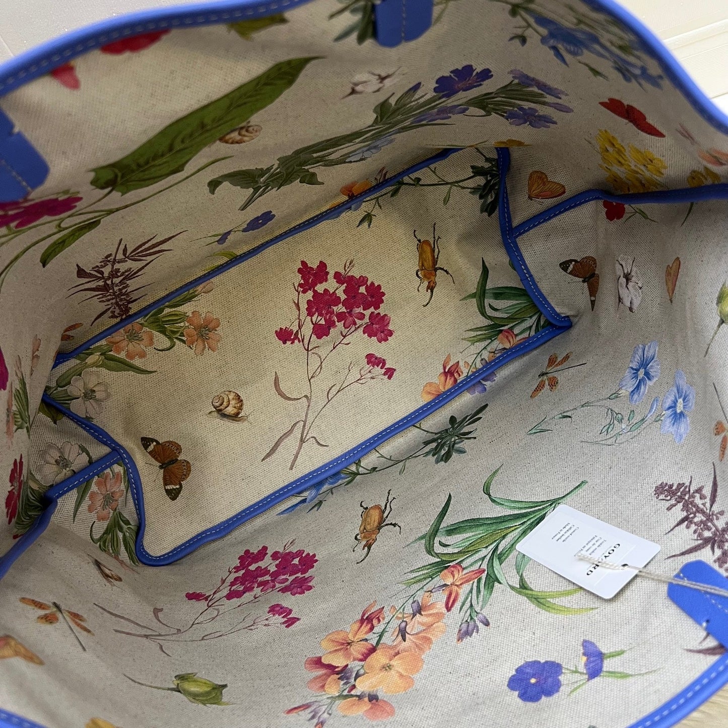 Goyard 2025 Limited Edition Saint Louis PM Tote in Reversible Iris Goyardine Canvas and Floral Cotton / Linen Interior with a Butterfly Hand Painted Stamp