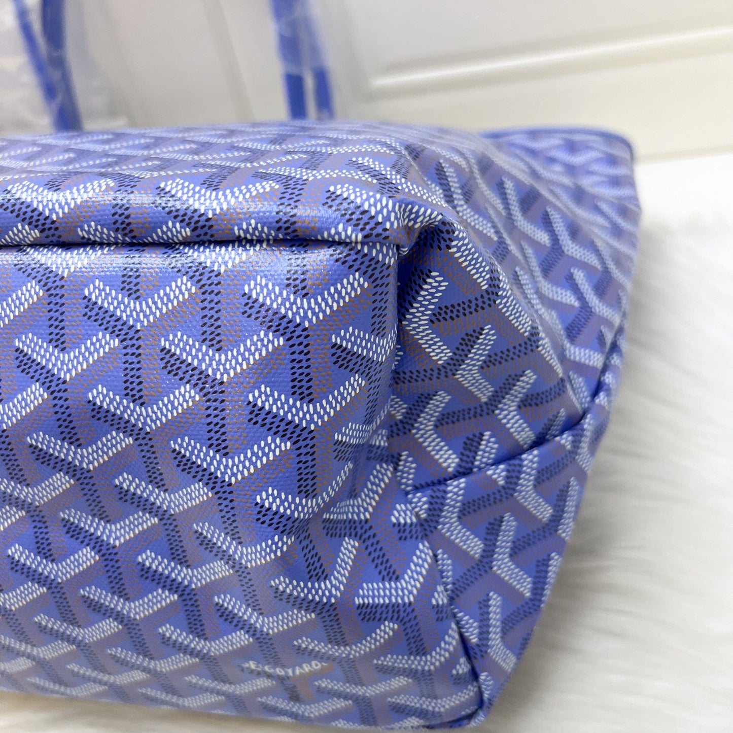 Goyard 2025 Limited Edition Saint Louis PM Tote in Reversible Iris Goyardine Canvas and Floral Cotton / Linen Interior with a Butterfly Hand Painted Stamp