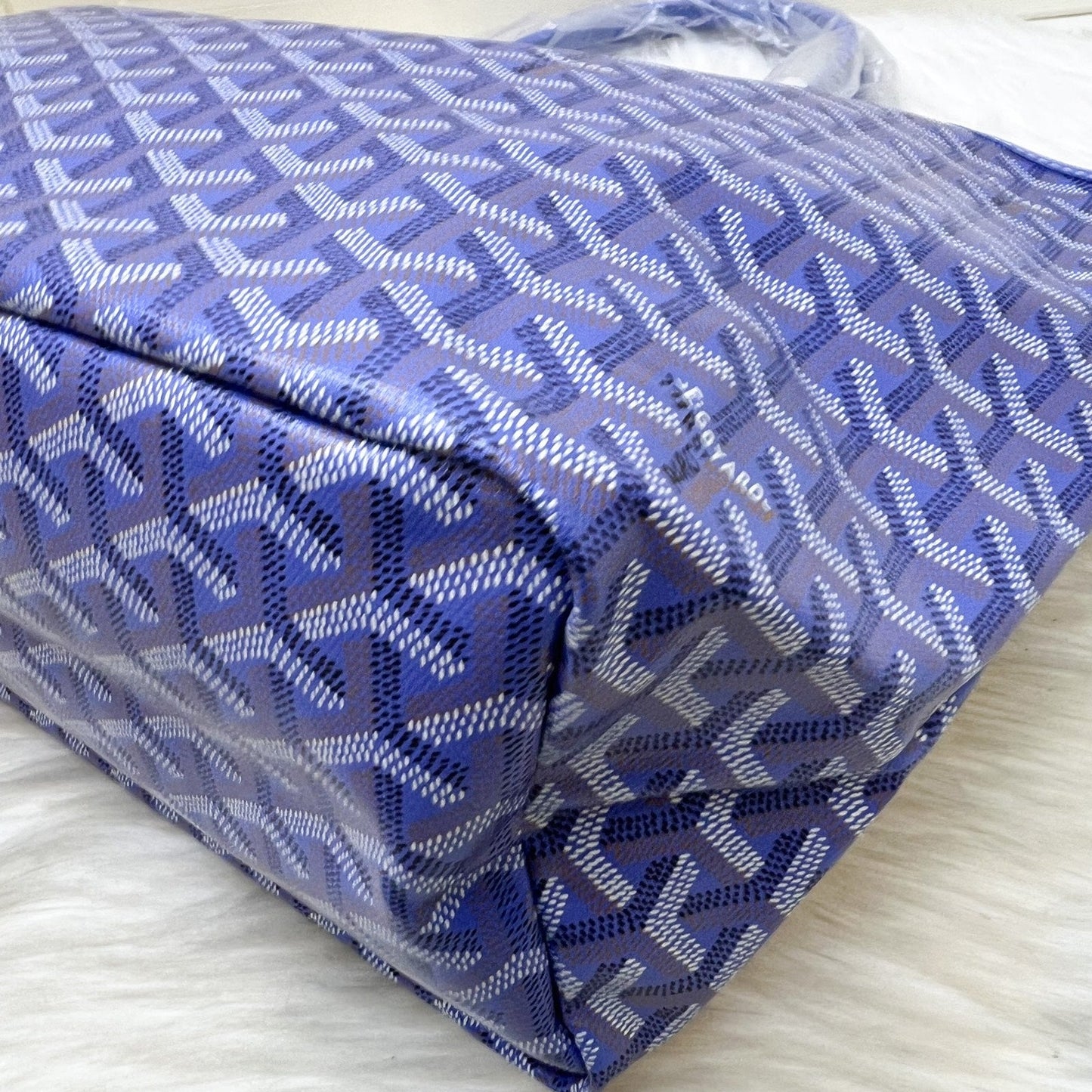 Goyard 2025 Limited Edition Saint Louis PM Tote in Reversible Iris Goyardine Canvas and Floral Cotton / Linen Interior with a Butterfly Hand Painted Stamp