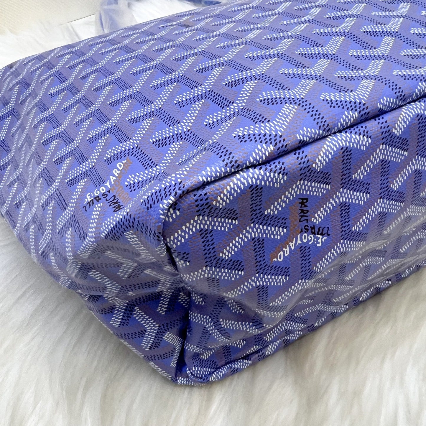 Goyard 2025 Limited Edition Saint Louis PM Tote in Reversible Iris Goyardine Canvas and Floral Cotton / Linen Interior with a Butterfly Hand Painted Stamp