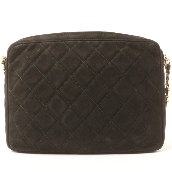 Chanel Around 1990 Made Suede Cc Mark Stitch Fringe Chain Bag Black