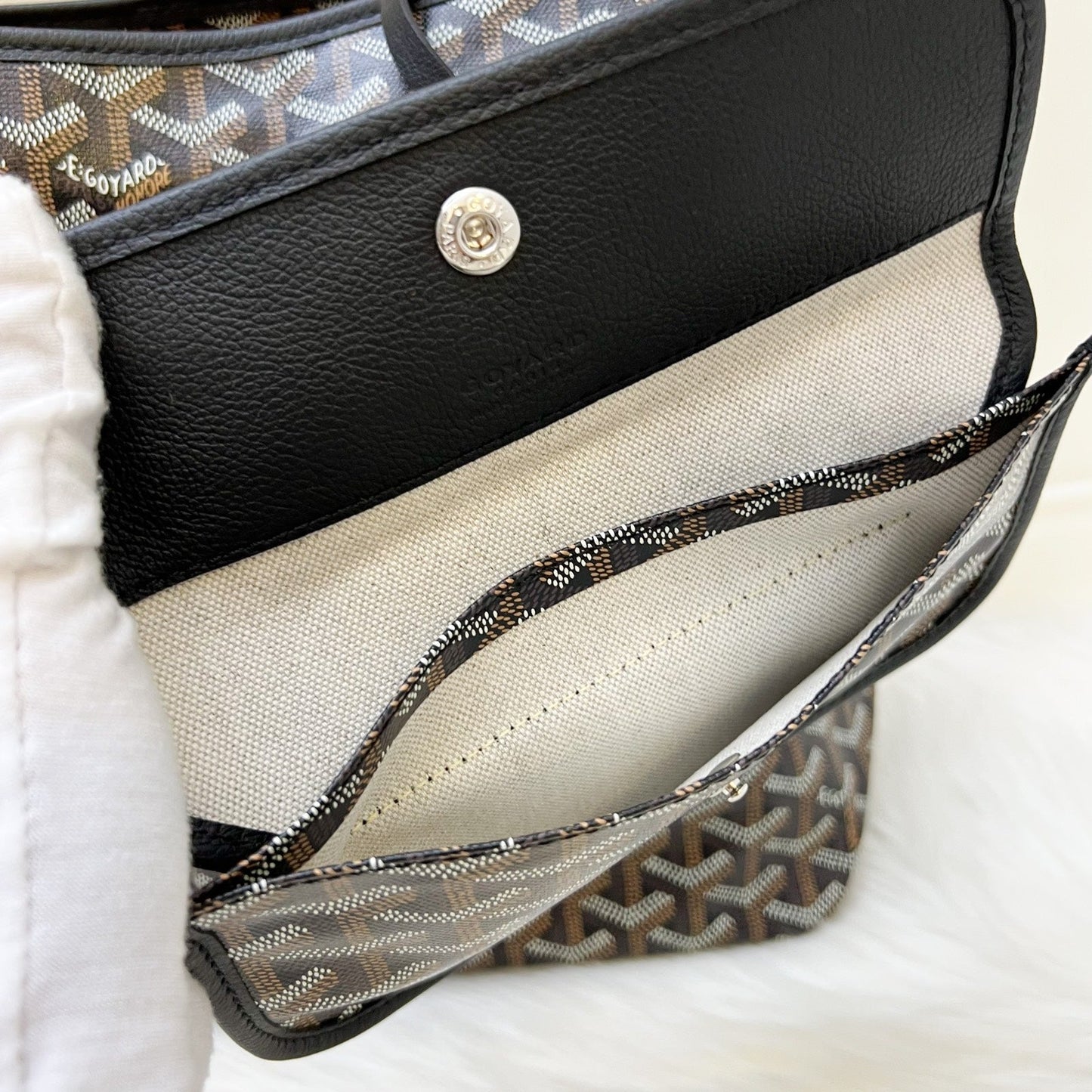 Goyard Boheme PM Hobo Bag in Black Signature Goyardine Canvas with a Red Heart Stamp