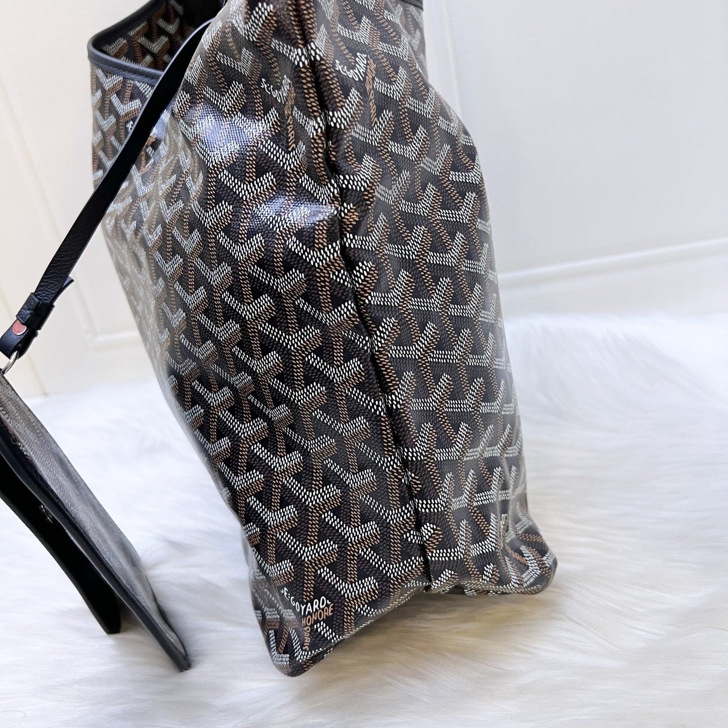 Goyard Boheme PM Hobo Bag in Black Signature Goyardine Canvas with a Red Heart Stamp