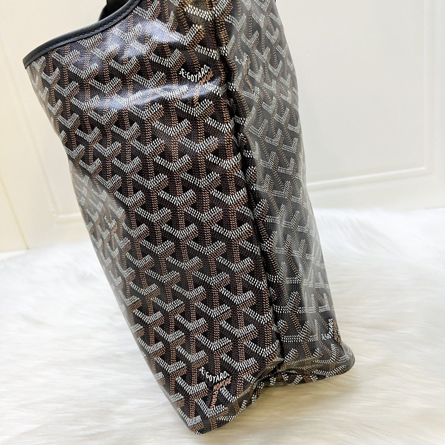 Goyard Boheme PM Hobo Bag in Black Signature Goyardine Canvas with a Red Heart Stamp