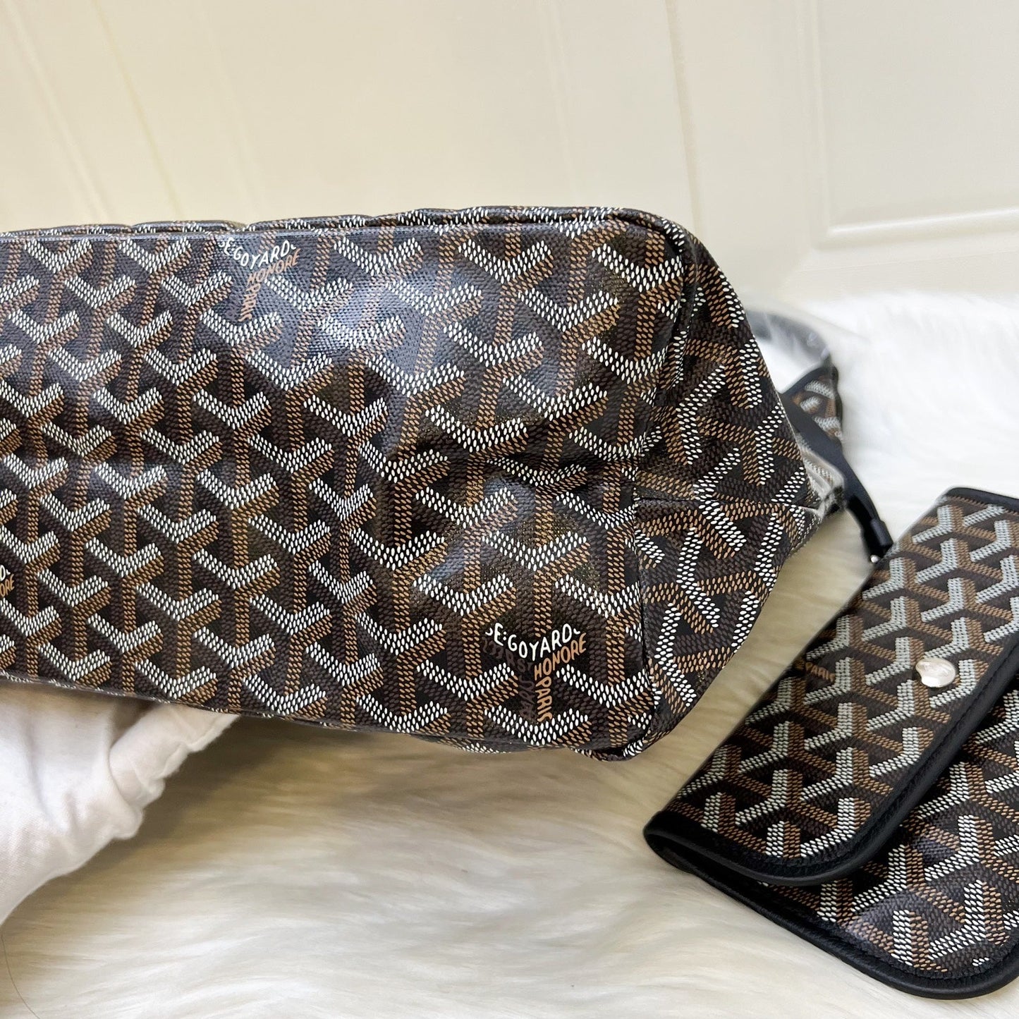 Goyard Boheme PM Hobo Bag in Black Signature Goyardine Canvas with a Red Heart Stamp